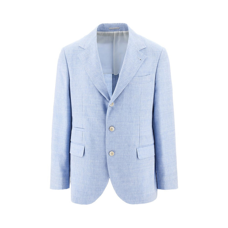 Brunello Cucinelli Brunello Cucinelli Mélange Chevron Twill Jacket Blue - World Class Fashion