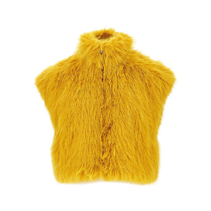 Pinko Pinko Faux Fur Vest Yellow Women - World Class Fashion