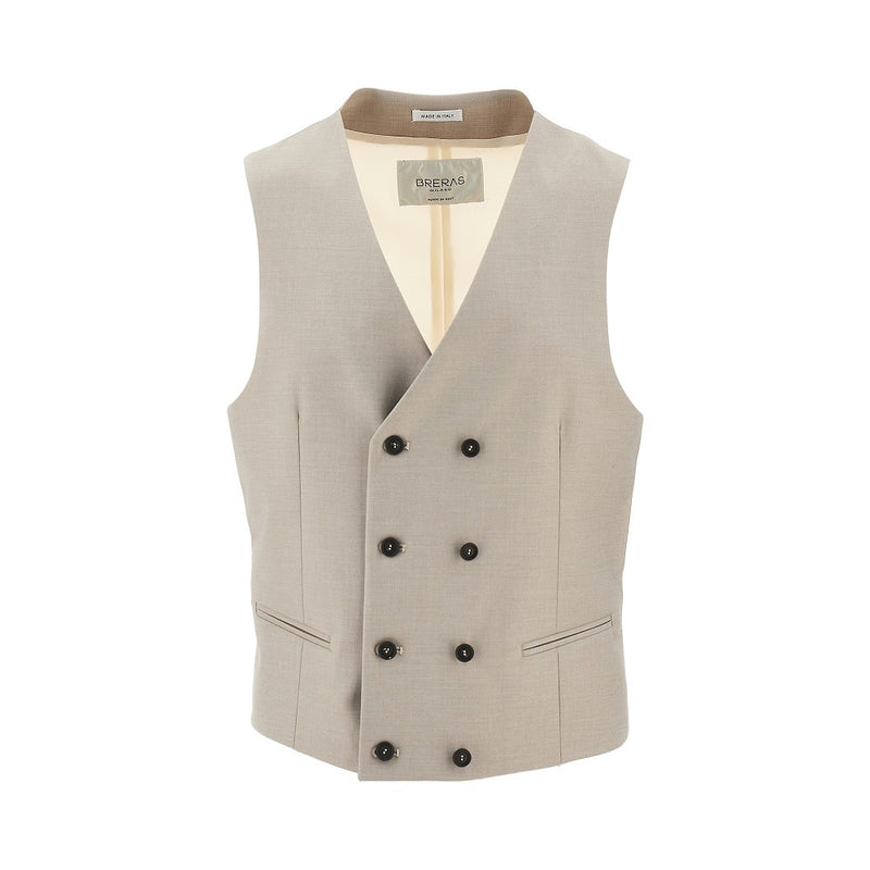 Breras Breras Double-breasted Tailored Vest Beige Men - World Class Fashion