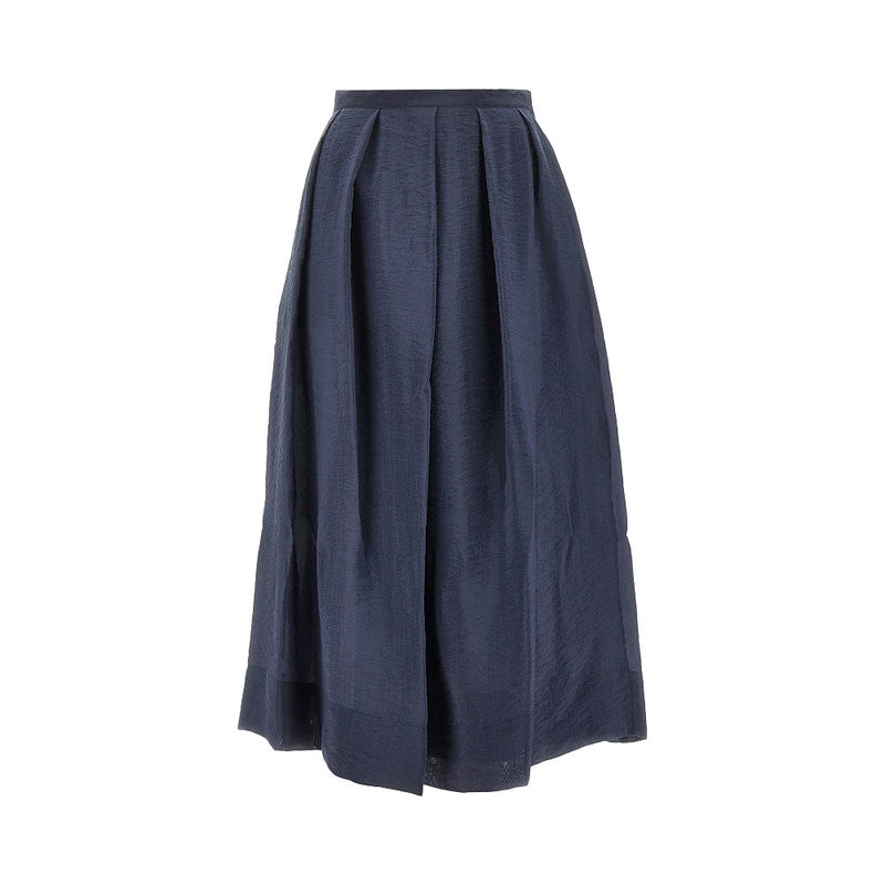 Emporio Armani Emporio Armani Tecno Creponne Midi Skirt Blue - World Class Fashion