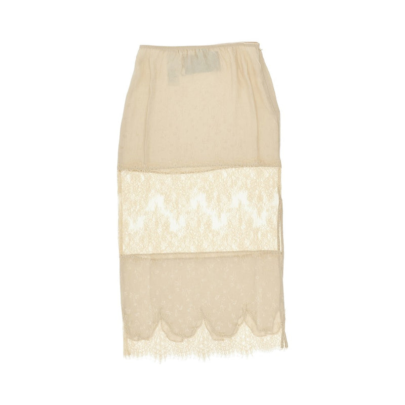 Pinko Pinko Jacquard and Lace Midi Skirt Beige - World Class Fashion