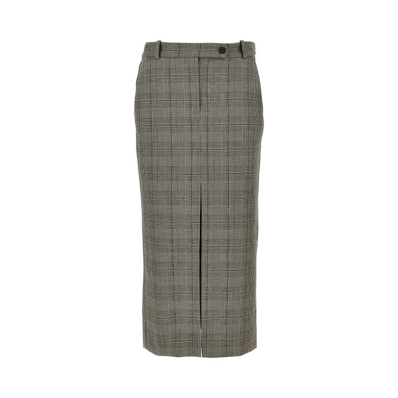 Pinko Pinko Wool-blend Midi Skirt Check Brown - World Class Fashion