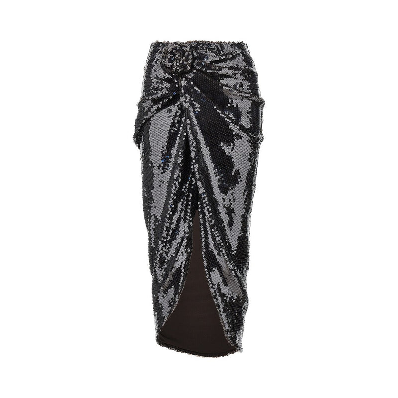 Rotate Rotate Sequinned Midi Skirt Brown Women - World Class Fashion