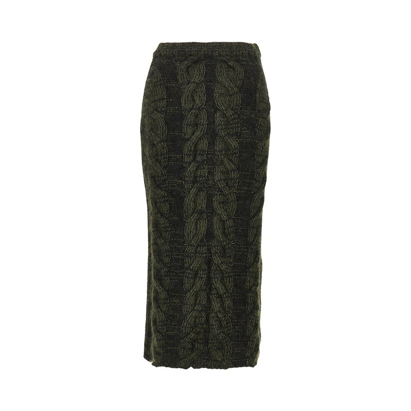 Khaite Khaite Ziva Knitted Long Skirt Green - World Class Fashion