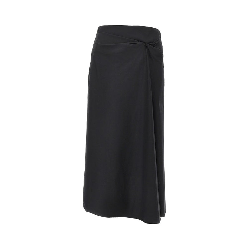 Max Mara Max Mara Stretch Satin Midi Skirt Black - World Class Fashion