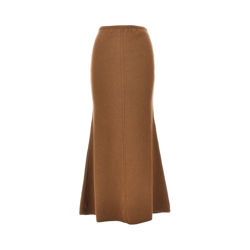 Max Mara Max Mara Wool and Cashmere Long Skirt Brown - World Class Fashion