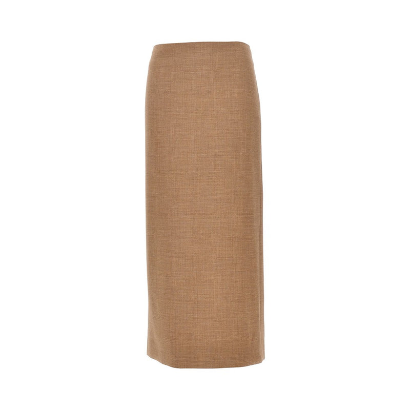 Armarium Armarium Jackie Stretch Wool Midi Skirt Beige - World Class Fashion