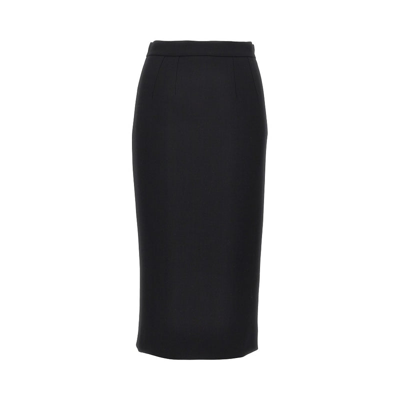 Dolce&gabbana Dolce&Gabbana Stretch Wool Midi Skirt Black - World Class Fashion