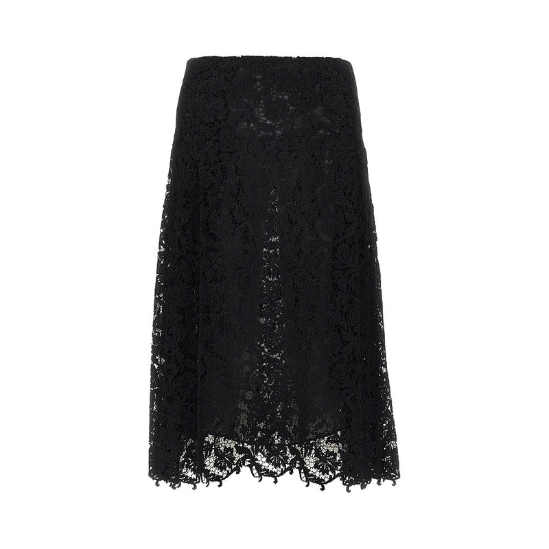 Fendi Fendi Macramè Lace Midi Skirt Black - World Class Fashion