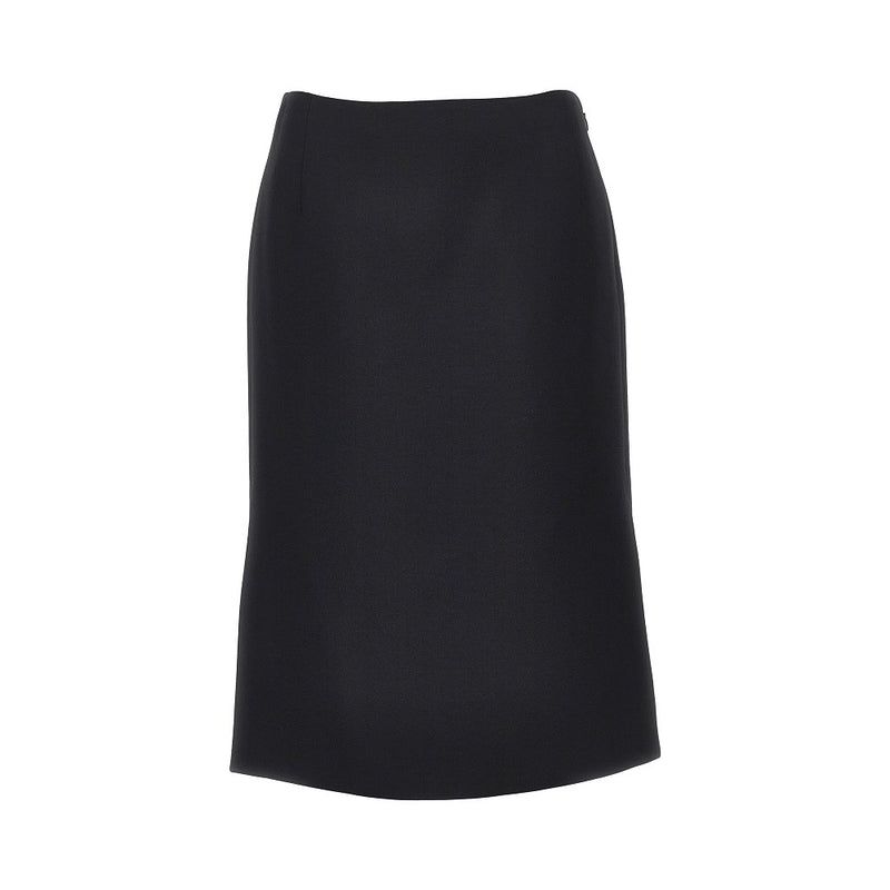 Fendi Fendi Grain De Poudre Wool Silk Midi Skirt Black - World Class Fashion
