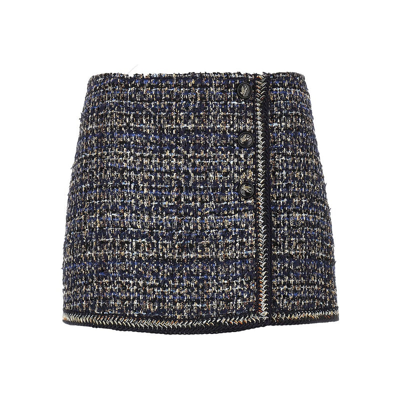 Etro Etro Wool-blend Tweed Mini Skirt Blue - World Class Fashion