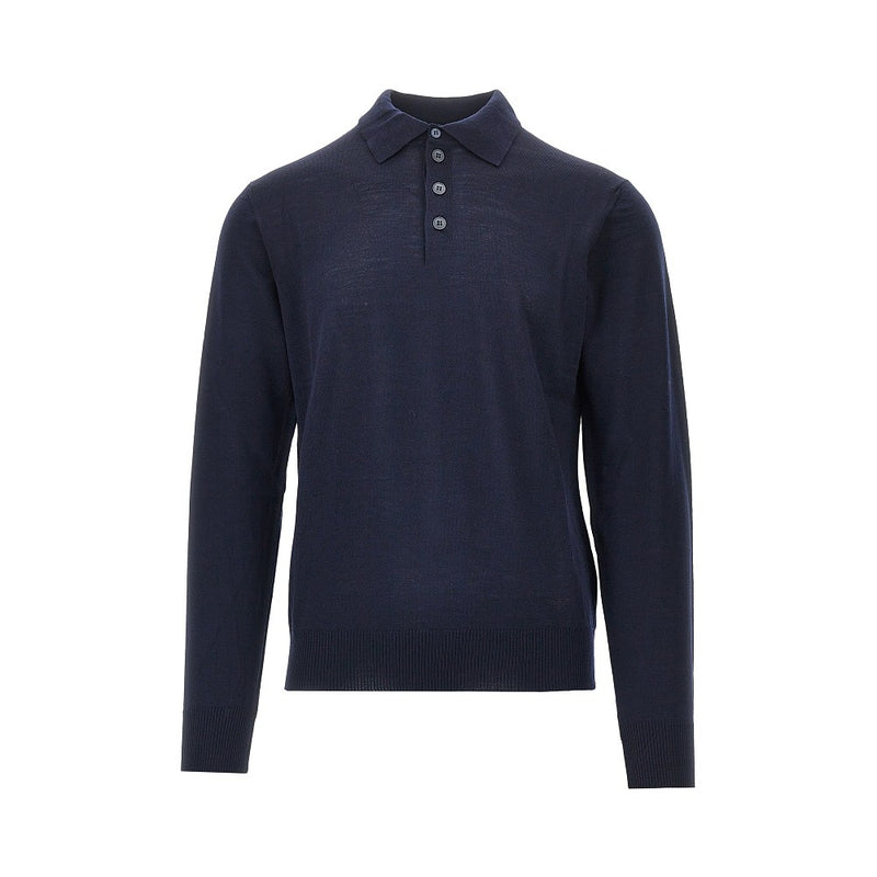 Emporio Armani Emporio Armani Fine Knit Polo Sweater Blue Men - World Class Fashion