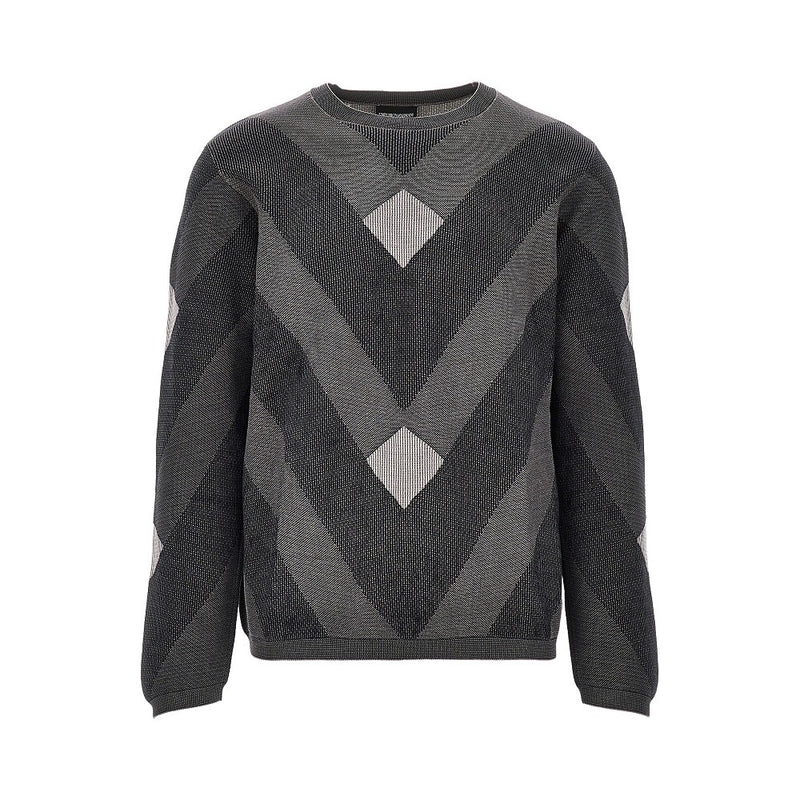 Emporio Armani Emporio Armani Cotton Jacquard Sweater Grey Men - World Class Fashion