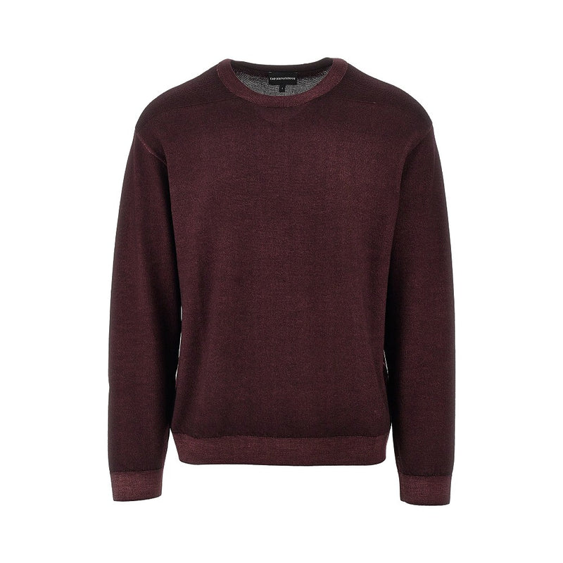 Emporio Armani Emporio Armani Garment Dyed Wool Crewneck Sweater Red - World Class Fashion