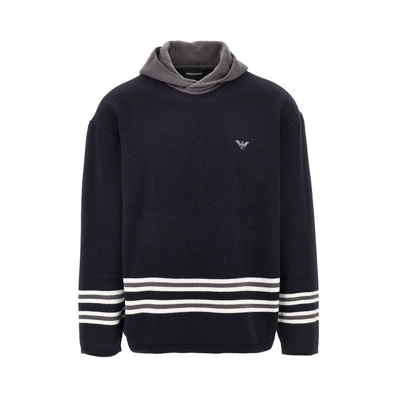 Emporio Armani Emporio Armani Virgin Wool Hooded Sweater Blue Men - World Class Fashion