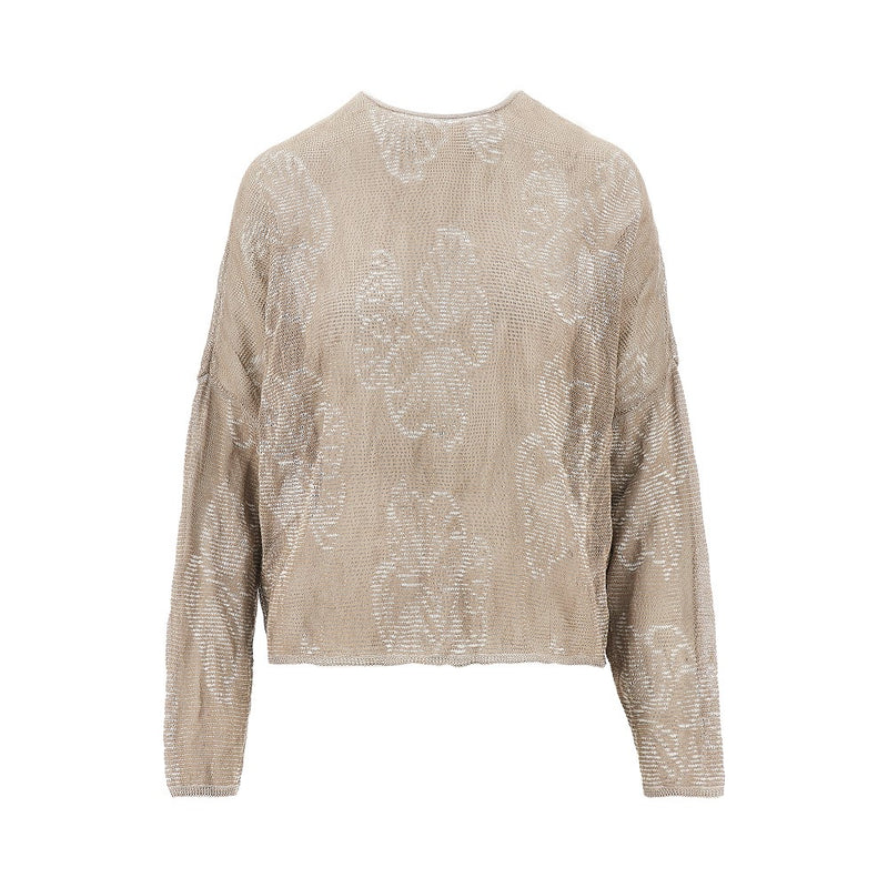 Emporio Armani Emporio Armani Jacquard Cotton-blend Sweater Beige - World Class Fashion