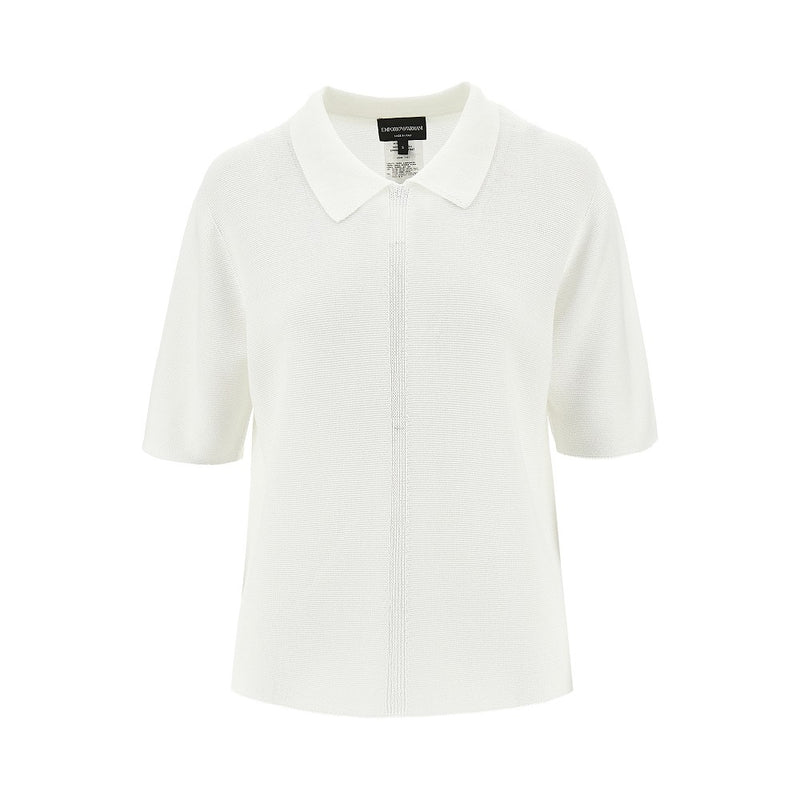 Emporio Armani Emporio Armani Links Knit Polo Shirt White Women - World Class Fashion