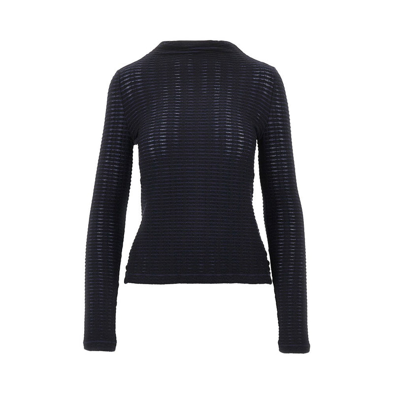 Emporio Armani Emporio Armani Striped Jacquard Jersey Top Black - World Class Fashion