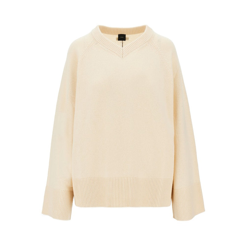 Pinko Pinko Wool and Cashmere V-neck Sweater Beige - World Class Fashion