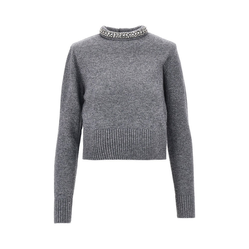Pinko Pinko Knitted Crewneck Sweater Grey Women - World Class Fashion