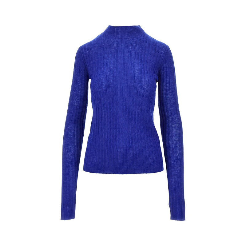 Pinko Pinko Ribbed Wool Top Blue Women - World Class Fashion