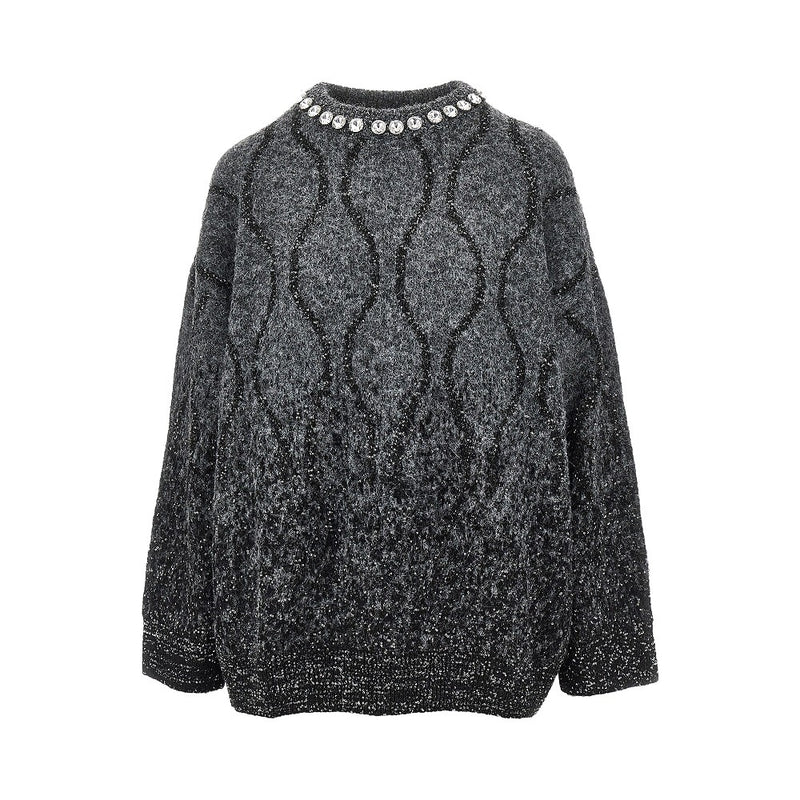 Pinko Pinko Knitted Sweater with Sequins Grey - World Class Fashion