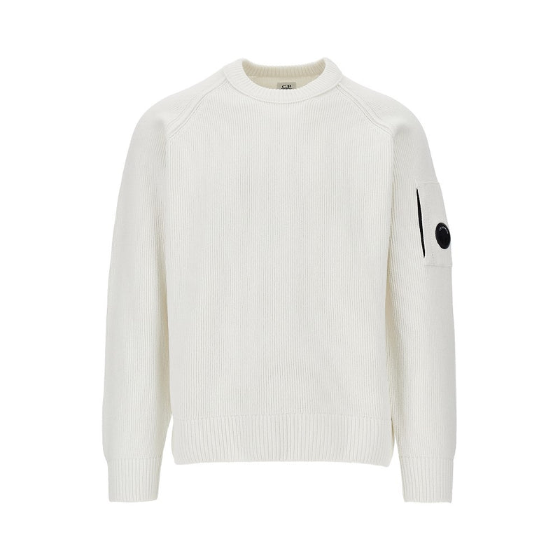 Cp Company Cp Company Cotton Chenille Crewneck Sweater White - World Class Fashion