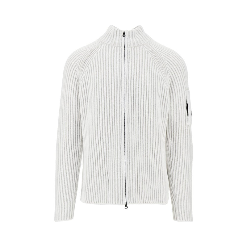 Cp Company Cp Company Ribbed Wool-blend Cardigan White Men - World Class Fashion