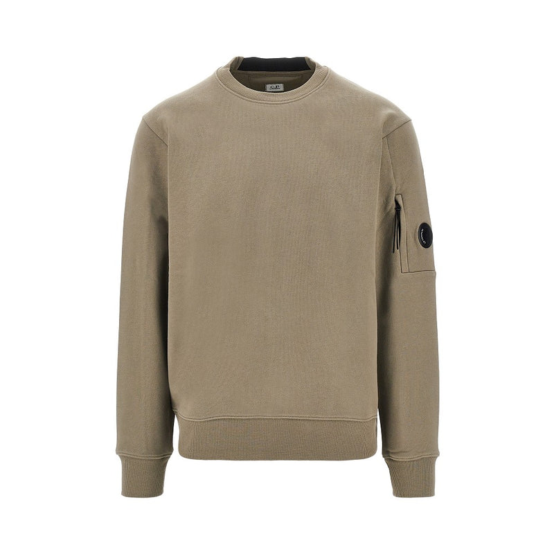 Cp Company Cp Company Crewneck Cotton Sweatshirt Khaki Men - World Class Fashion