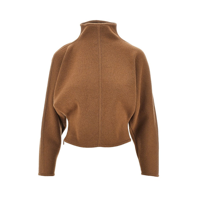 Max Mara Max Mara Wool Cashmere Cropped Sweater Brown - World Class Fashion