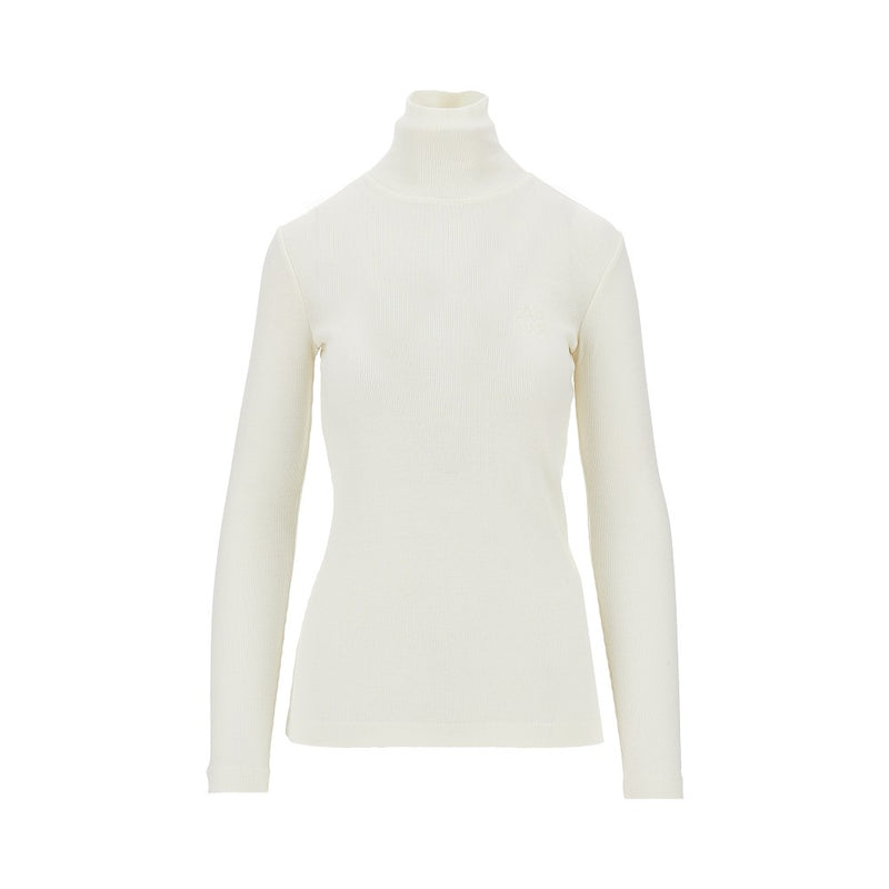 Max Mara Max Mara Wool Jersey Turtleneck Top White - World Class Fashion