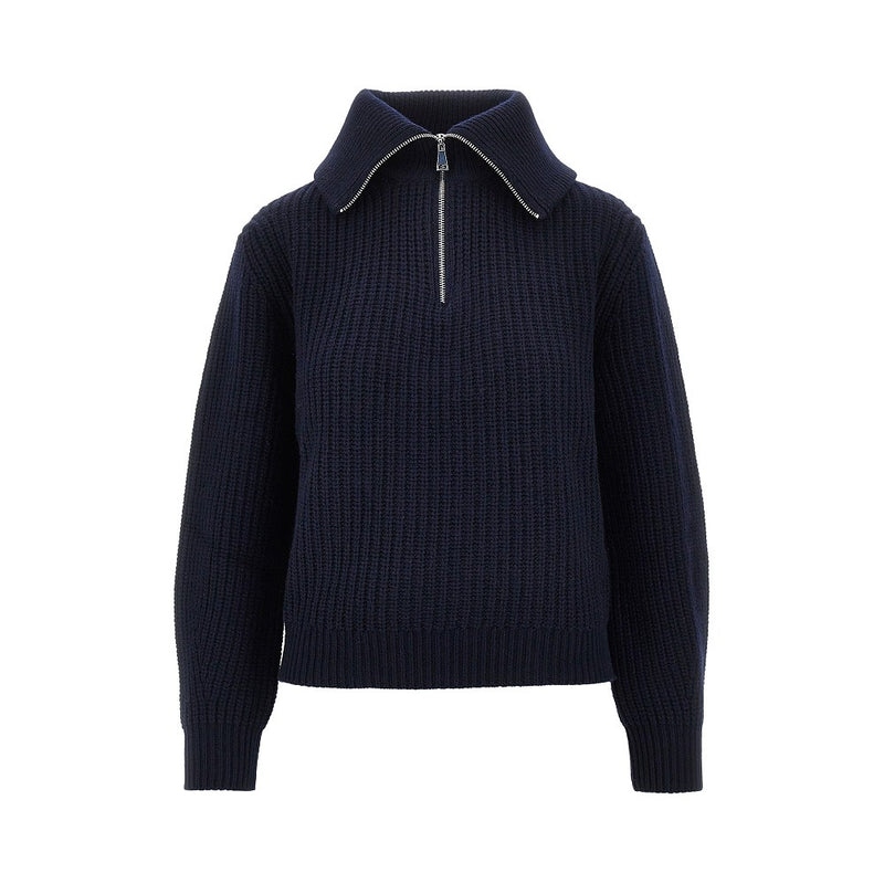 Max Mara Weekend Max Mara Weekend Half-zip Wool Sweater Blue - World Class Fashion
