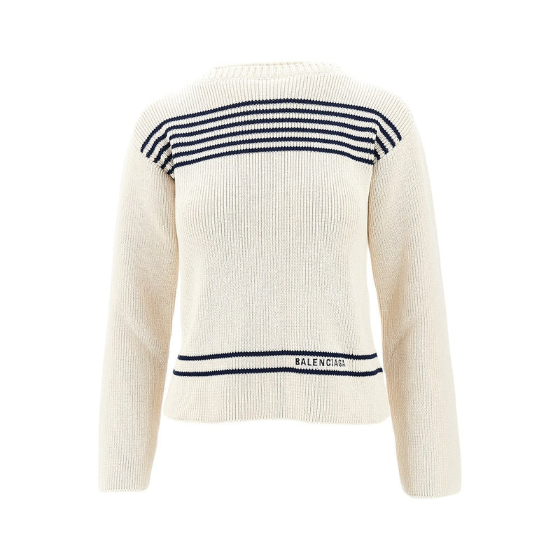 Balenciaga Balenciaga Boat-neck Cotton Sweater Beige - World Class Fashion