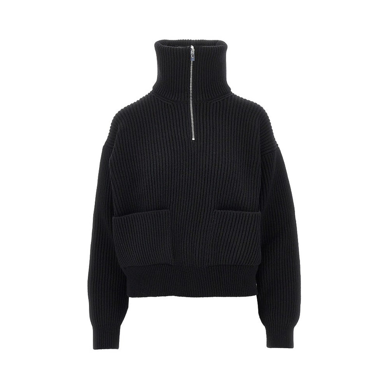 Alaia Alaia Wool Cashmere Trucker Sweater Black - World Class Fashion