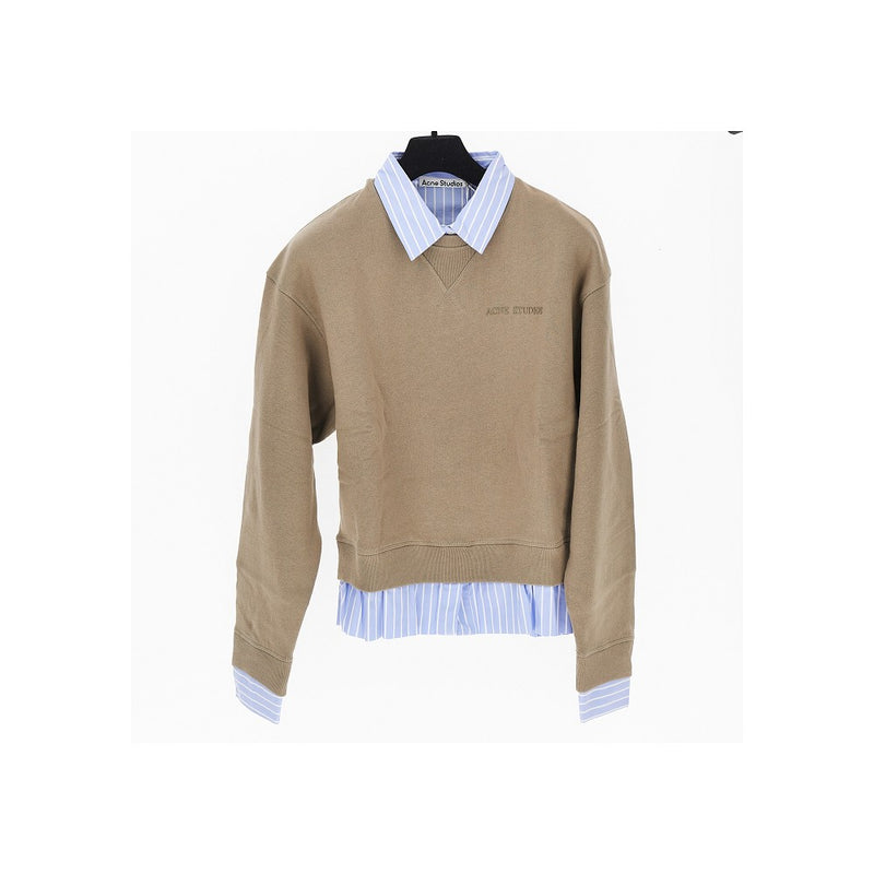 Acne Acne Layering-effect Cotton Sweatshirt Beige - World Class Fashion