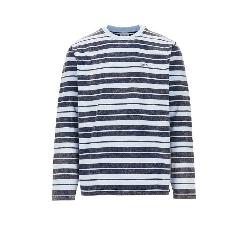 Arte Arte Cotton T-shirt with Striped Motif Navy Blue - World Class Fashion