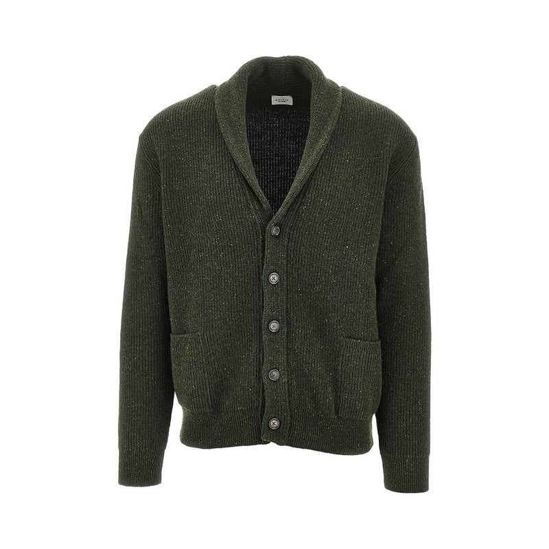 Gallia Knit Gallia Knit Shawl Lapel Merino Wool Cardigan Green - World Class Fashion