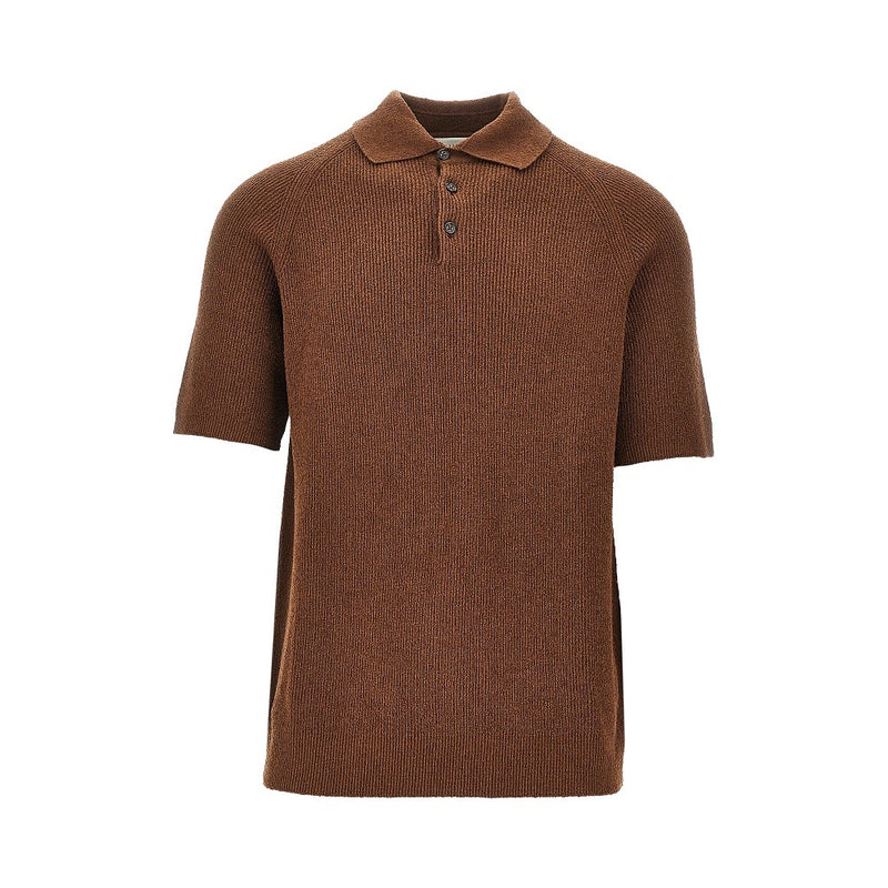 Gallia Knit Gallia Knit Bouclé Polo Shirt Brown Men - World Class Fashion