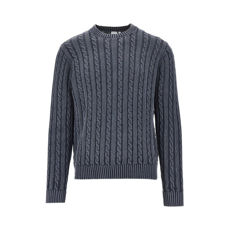 Aspesi Aspesi Cotton Cable Knit Sweater Blue - World Class Fashion