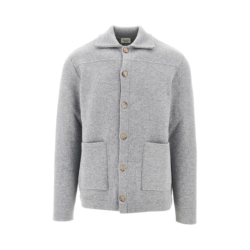 Gallia Knit Gallia Knit Buttoned Wool Cardigan Grey Men - World Class Fashion