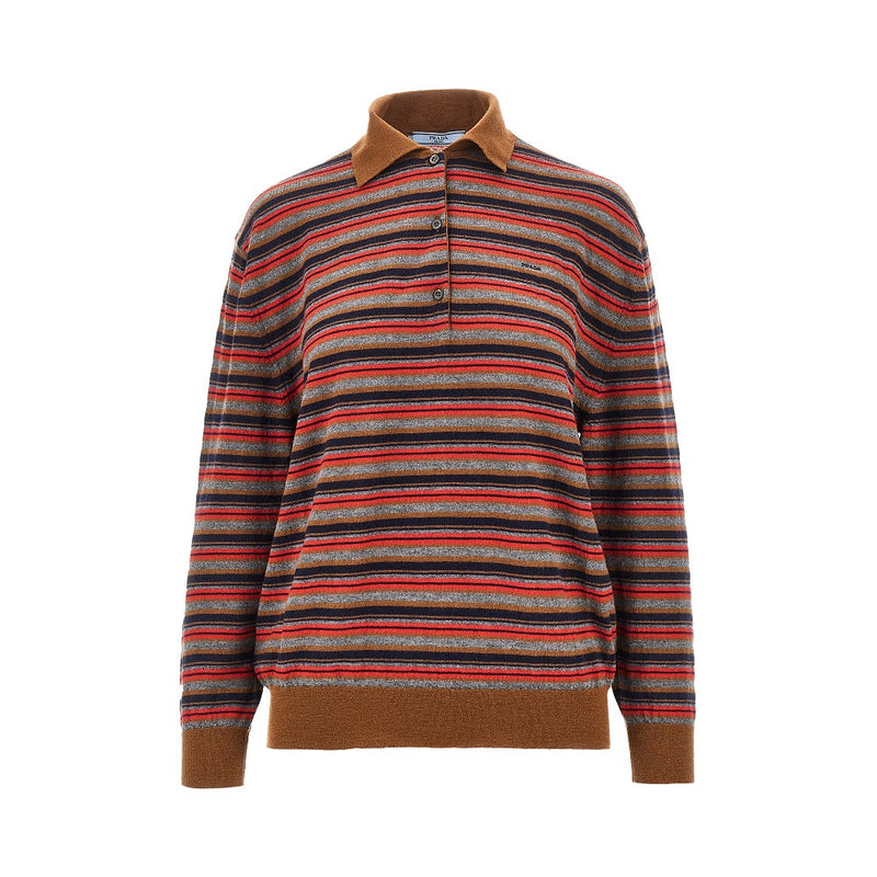 Prada Prada Striped Cashmere Polo Shirt Multicolor - World Class Fashion
