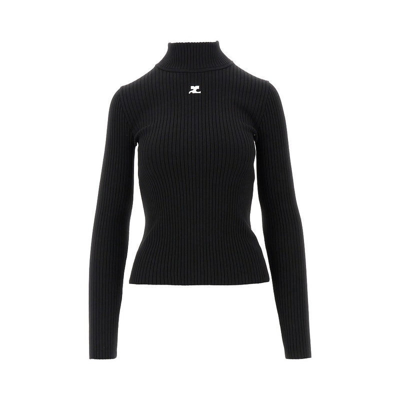 Courreges Courreges Reedition Ribbed Sweater Black Women - World Class Fashion