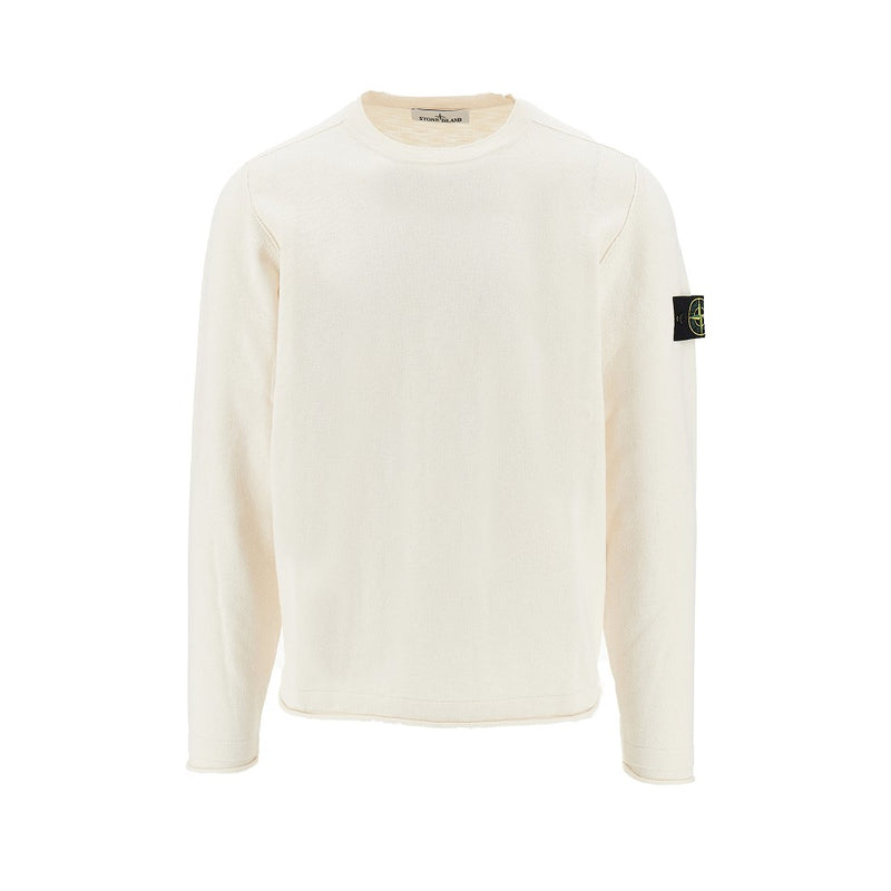 Stone Island Stone Island Cotton-blend Crewneck Sweater White - World Class Fashion