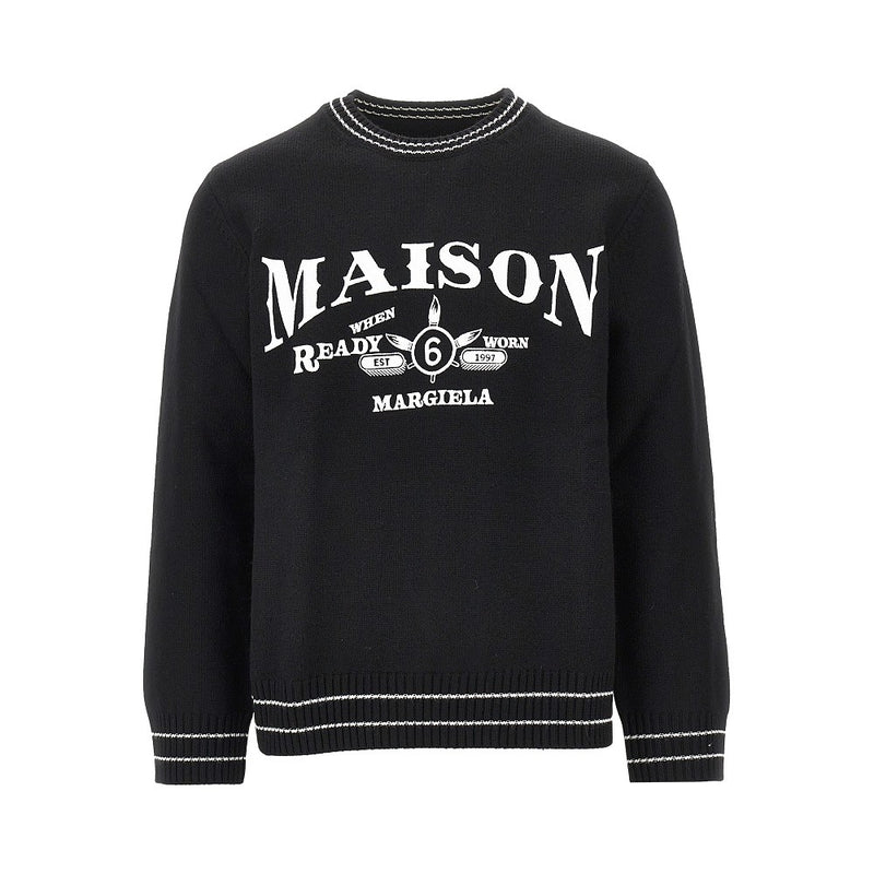 Mm6 Mm6 'Ready When Worn' Embroidery Sweater Black - World Class Fashion