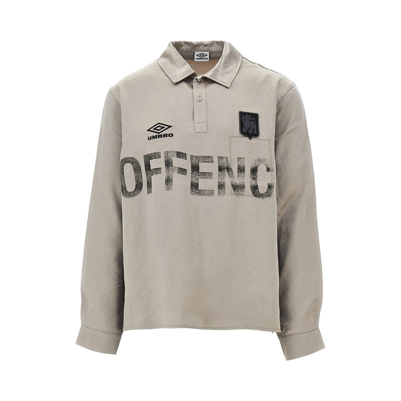 Umbro Umbro Satin Shirt with Logo Embroidery Beige Men - World Class Fashion