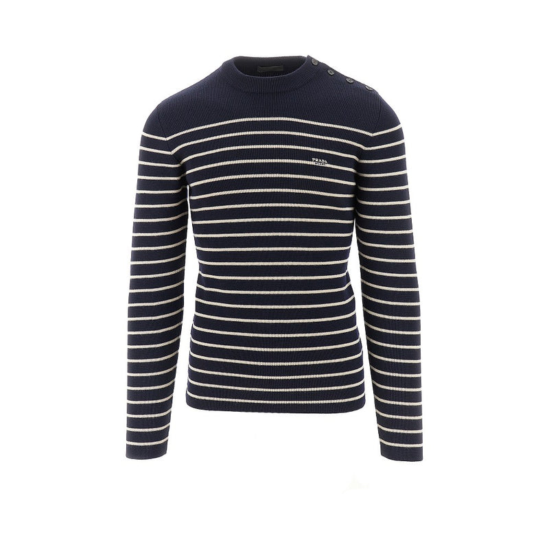 Prada Prada Striped Wool Sweater Blue Men - World Class Fashion