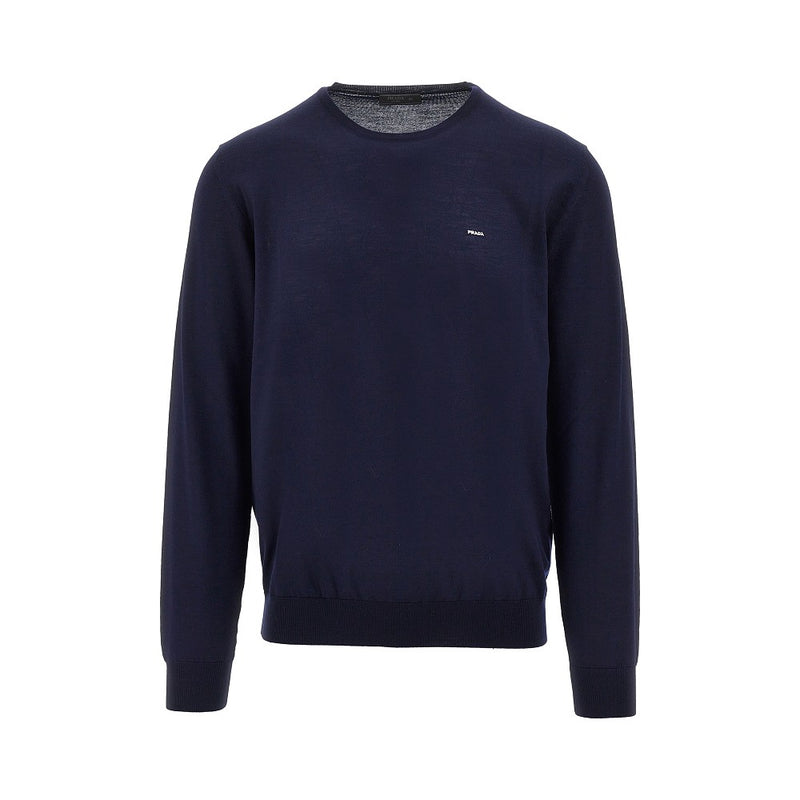 Prada Prada Superfine Wool Crewneck Sweater Blue - World Class Fashion
