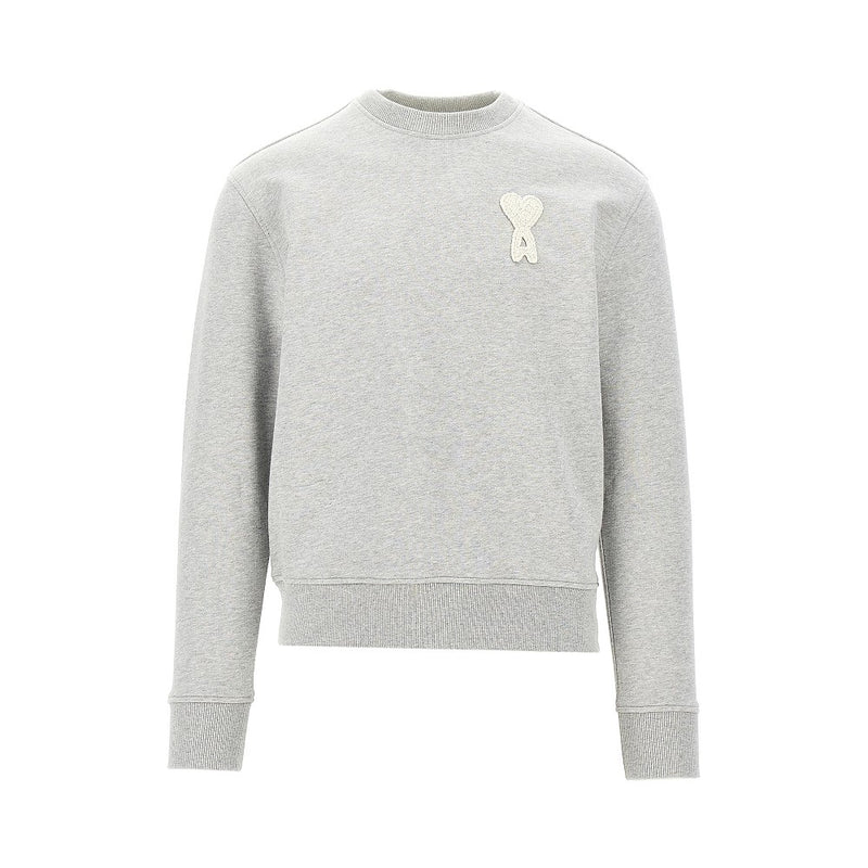 Ami Ami De Coeur Crochet Patch Sweatshirt Grey - World Class Fashion