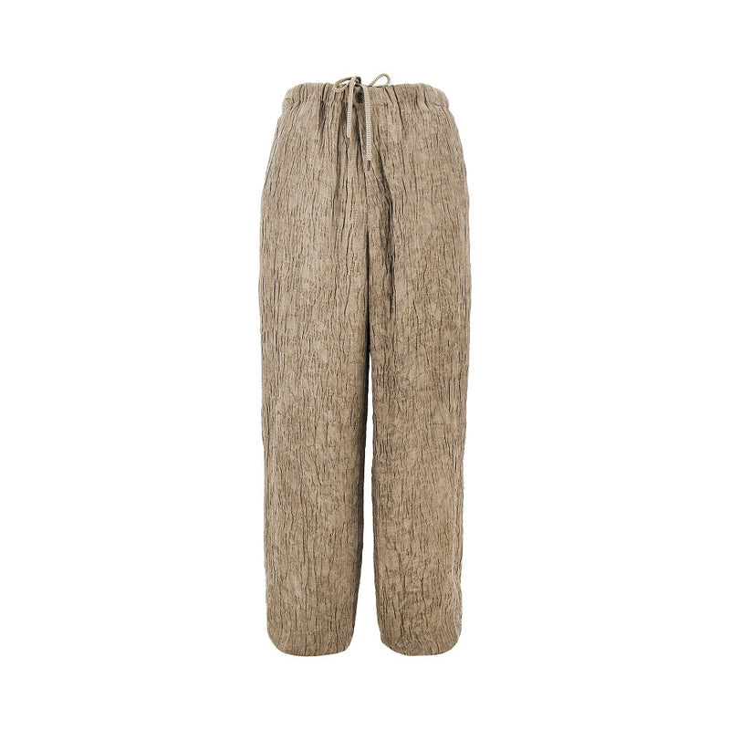 Emporio Armani Emporio Armani Bark Effect Linen-blend Pants Beige - World Class Fashion