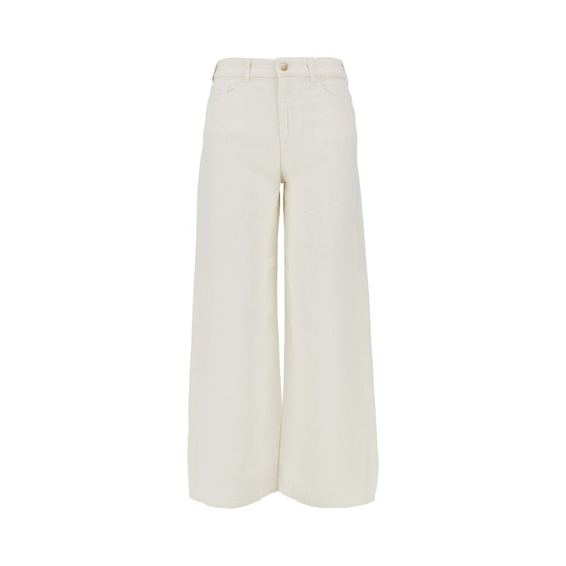 Emporio Armani Emporio Armani J33 Wide Cropped Leg Jeans White - World Class Fashion